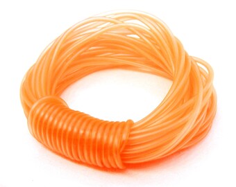 Rubber Cord tube 2mm(0,08in), hole 0,8mm(0,03in), PVC, Orange - 4,5m/5 yards(1 piece)