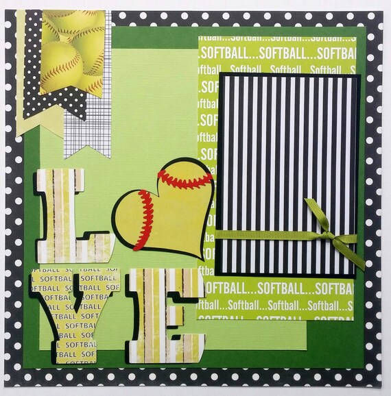 Premade Scrapbook Layout Softball Premade By Ohioscrapper On Etsy