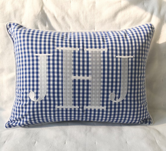 Monogrammed Gingham Pillow