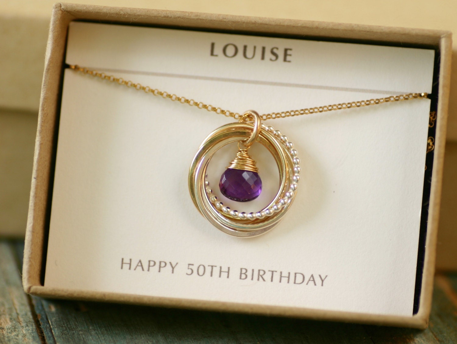 50th birthday gift for her amethyst necklace by ...