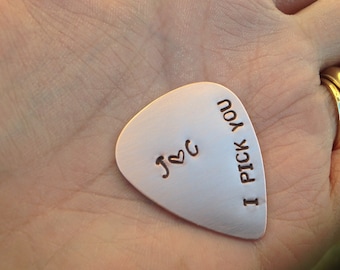 Personalized Guitar Pick - Aluminum, Copper, or Silver - Custom Guitar pick - Handstamped Guitar Pick - Customized Guitar Pick - Guitar Pic