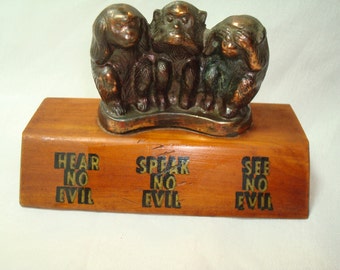 1970 San Antonio Texas Hear No Evil Speak No Evil See No Evil The Three Moneys Souvenir .