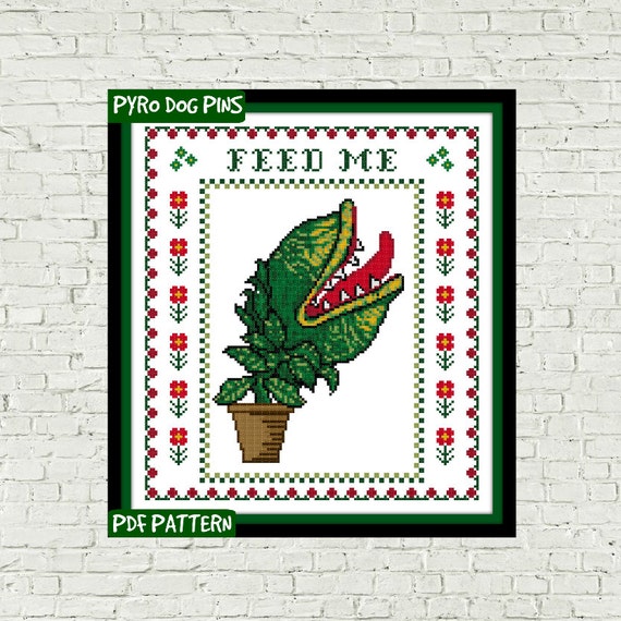 Feed Me Cross Stitch Pattern PDF - Little Shop of Horrors Modern Cross Stitch Sampler - Instant Download