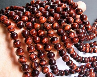 Red Tiger eyes - 10mm round beads -1 full strand - 39 beads - A quality - RFG481