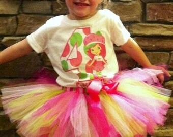 Custom Mod Strawberry Shortcake Birthday Shirt + Tutu Outfit (any age)