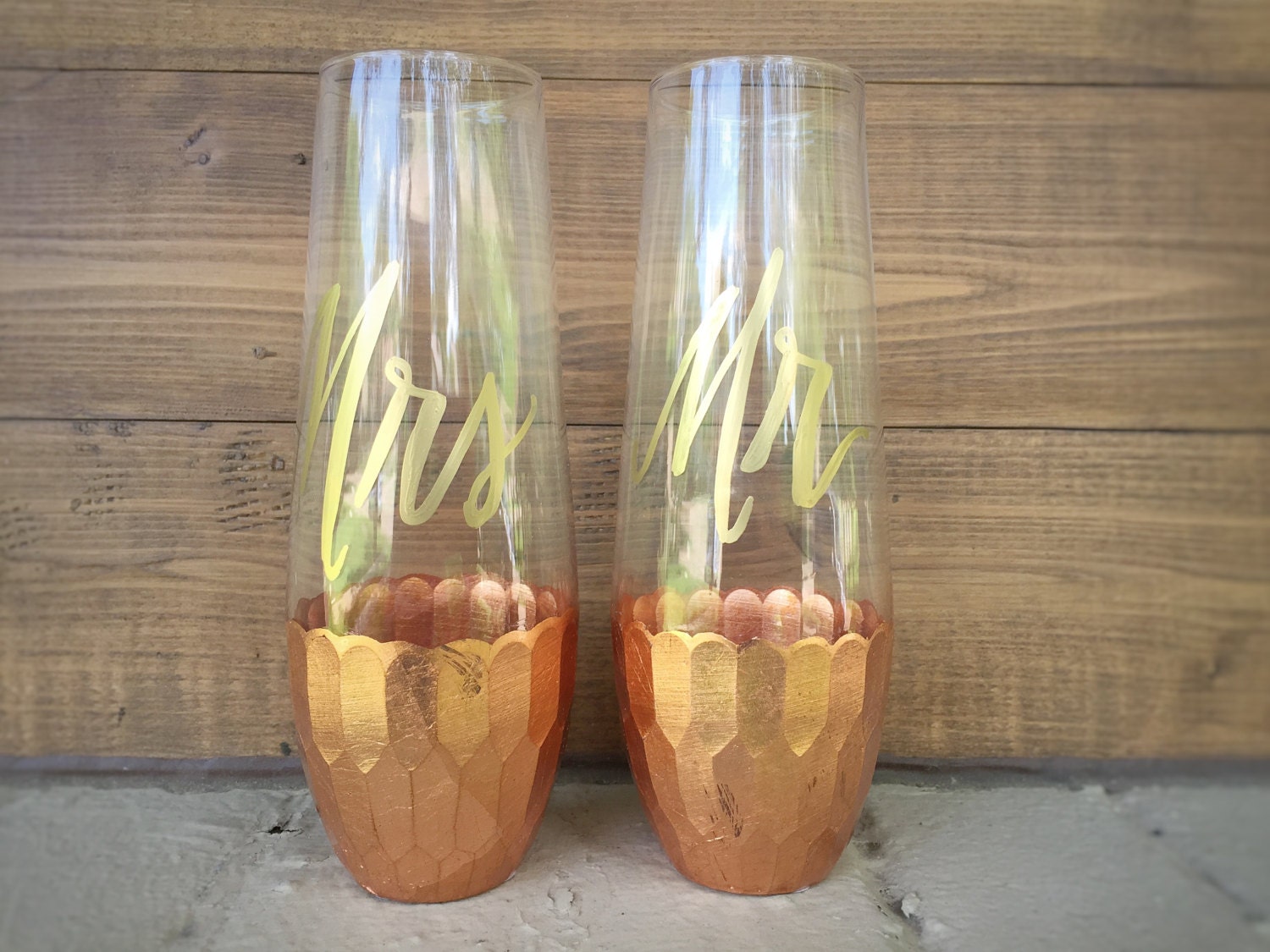 Rose Gold Dipped Stemless Champagne Flutes Bachelorette Party