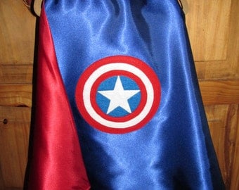 Captain America Superhero Cape / Super Hero Cape / Childrens Cape / Authentic Captain America Cape / Reversible Cape