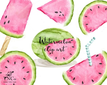 watermelon clipart, watercolour watermelon illustration, watercolour food illustration, printable watermelon, craft supply. Fruit paper