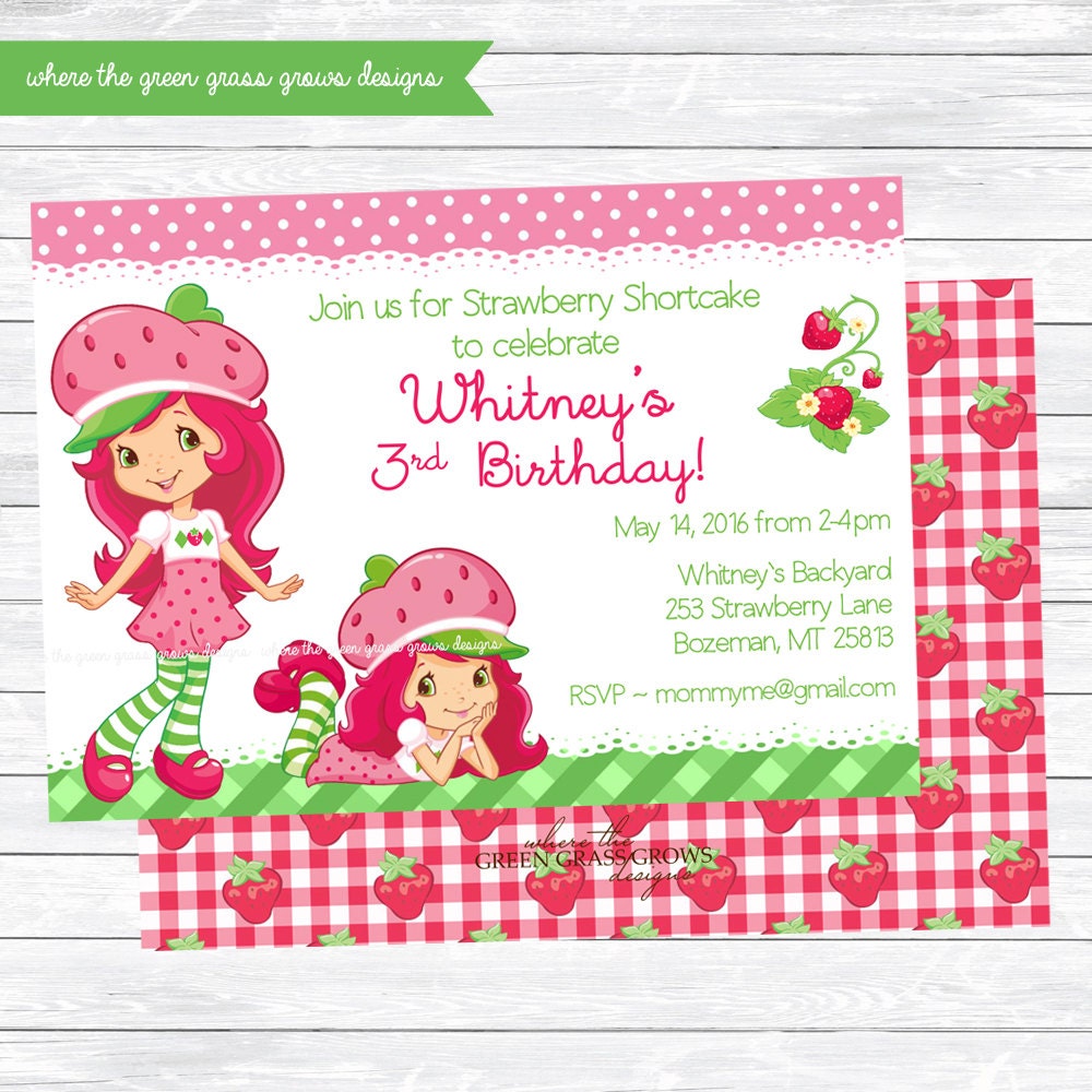 Etsy Strawberry Shortcake Invitations 3