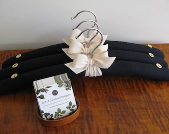 Padded Hangers, Navy Wool Hangers, Italian Wool Hangers, Wool Hangers, Bone Buttons, Navy Clothing Hangers, Navy Covered Hangers, Organic