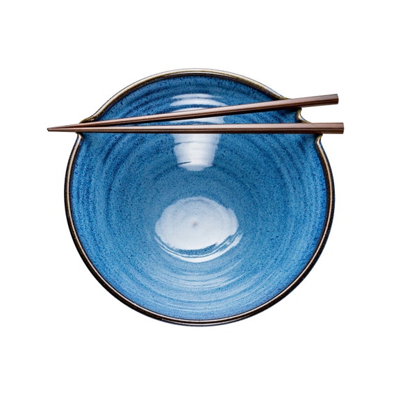 Chopstick holder bowl in Celestial glaze. Wheel thrown pottery
