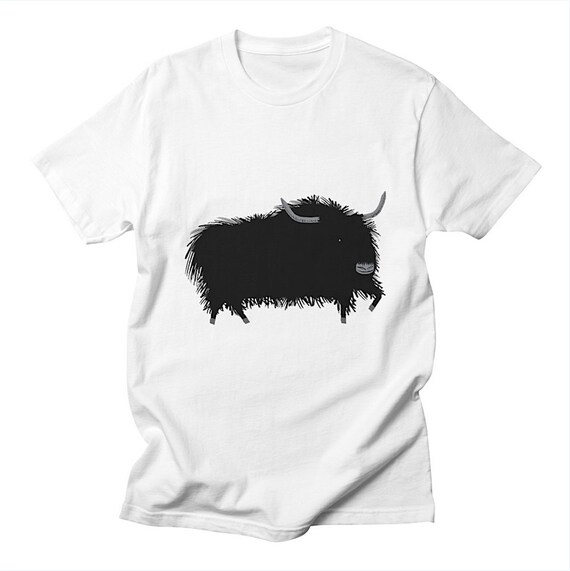 THE YAK - Mens / Womens - Modern - Black and White - Animal T-shirt / Tee - iOTA iLLUSTRATiON
