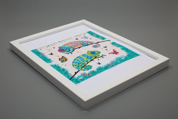 Seeing Spots - Framed Chameleon Art Print - Childrens Art - Animal Art - Wildlife print - Nature print - by Oliver Lake