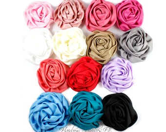 Satin Flowers Elegant Rosette 3 inch - Satin Flowers, Fabric Flowers, Silk Flowers, Hair Flowers, Flower Headband - Hairbow Supplies, Etc.