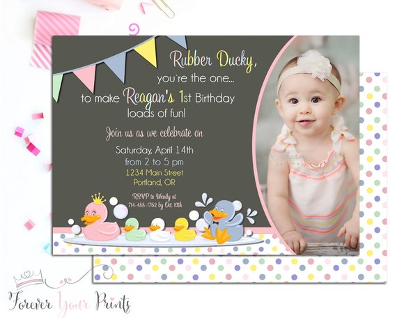 Rubber Duck Birthday Invitation, Rubber Duck Party Invitation, Girls Birthday Invites, Duck Birthday Invitation, Girls Party Invitations Il_570xn