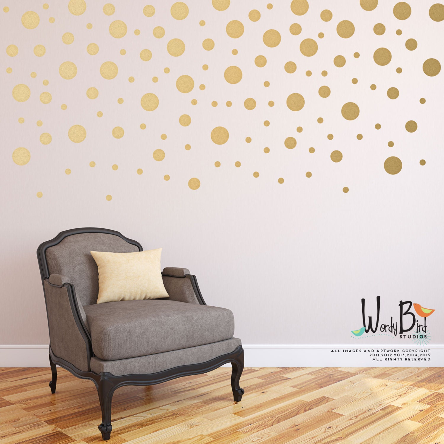 Gold Confetti Dots Wall Decals for Baby Nursery Peel & Stick