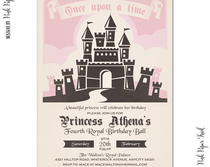 Fairytale Princess Party Invitation, Storybook Invitation, Pick Your Color, Customizable Wording, Print Your Own