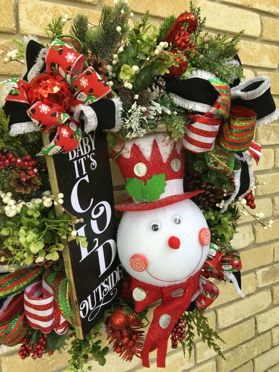 Christmas Wreath Christmas Door wreath Snowman Wreath