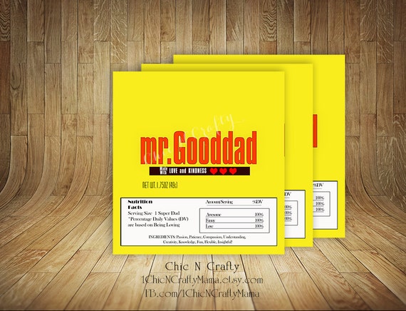DIY Printable FATHERS DAY/Mr GoodDad Candy Bar Wrapper Candy