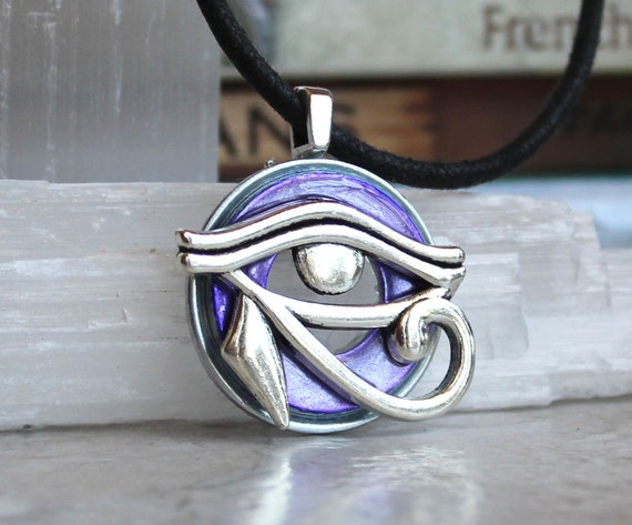 purple eye of horus necklace mens jewelry fathers by NatureWithYou