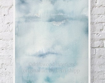 Blue Gray Abstract Watercolor Print - Abstract Art - Modern Abstract Wall Art - 'Ashen I' Wall Art Print