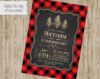 Lumberjack Birthday Invitation, Lumberjack First Birthday Invite, Printable Lumberjack Invitation, Rustic, Lumberjack Birthday