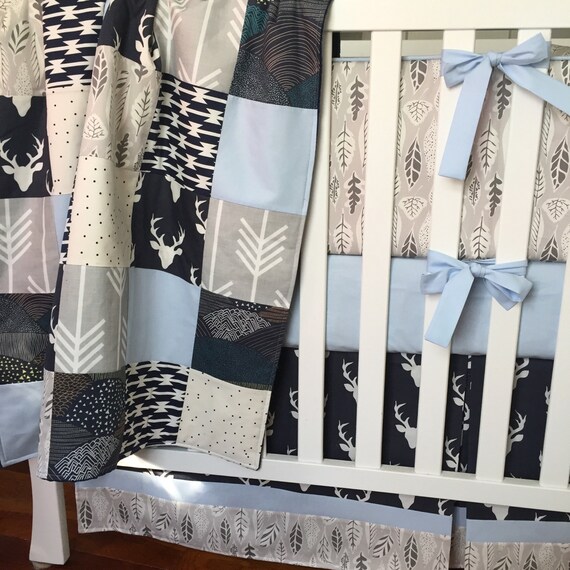 Deer Crib Bedding. Boy Crib Bedding. Woodland Baby Bedding.