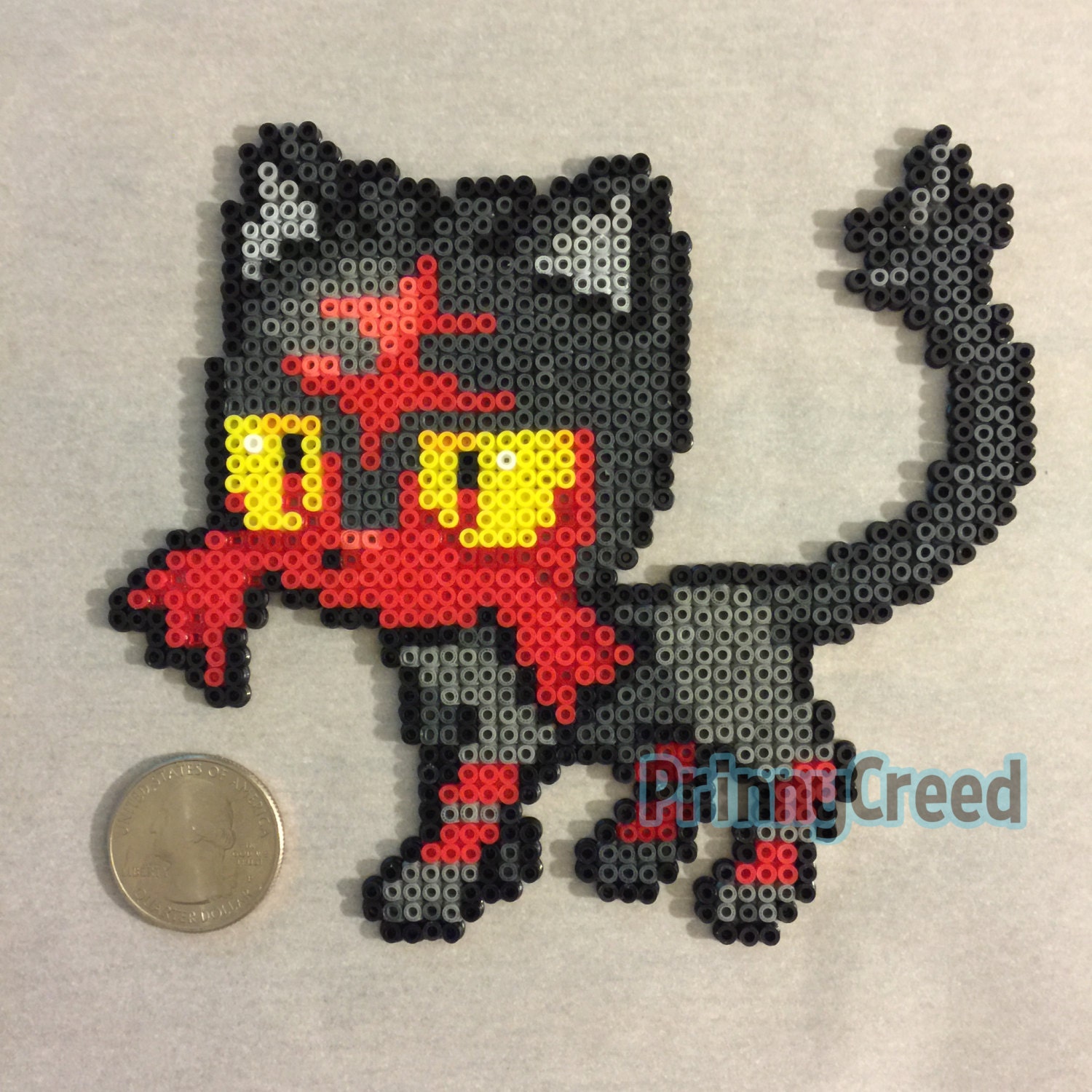 Pokémon Litten Mini Perler Bead Sprite Alola by PrinnyCreed