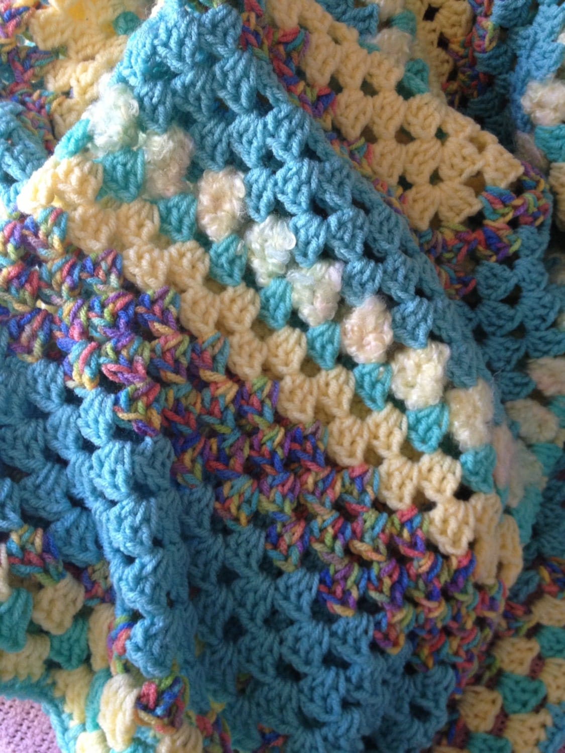 60 inch handmade crochet afghan granny stitch turquoise