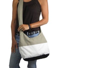 Colorblock purse. Hobo bag with Design your own choices cross body purse or shoulder bag in medium or large. black, natural, and khaki combo