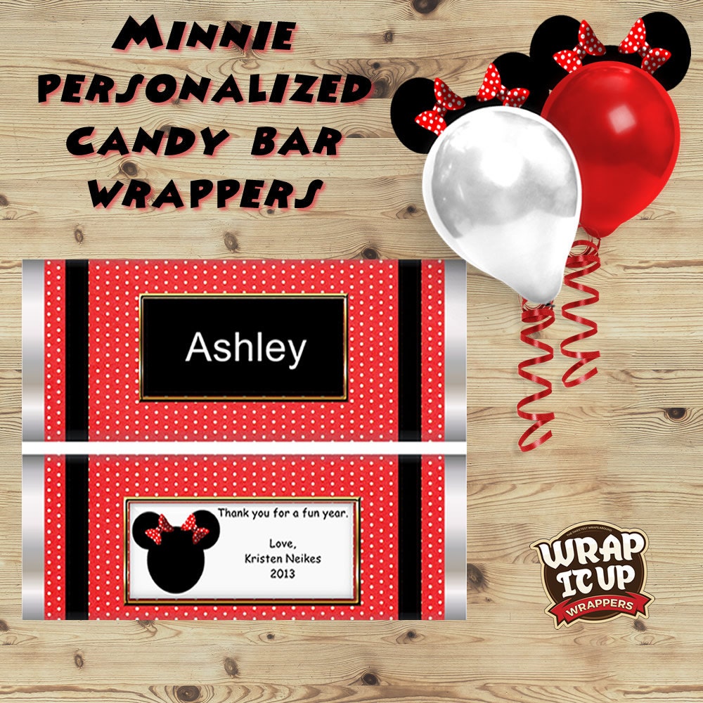 Personalized Candy Bar Wrappers Red Mouse Fun Party Favors