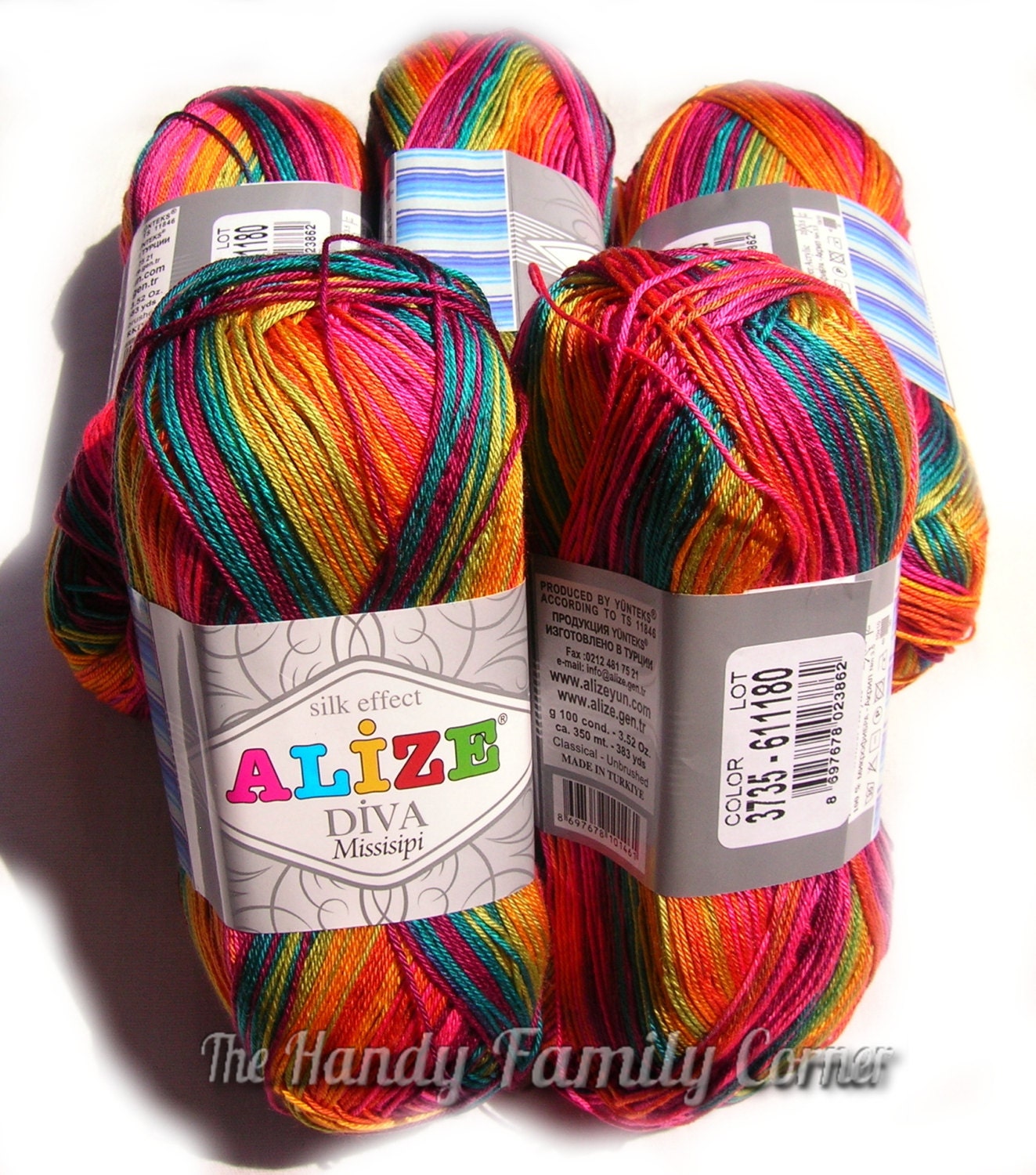 Hypoallergenic Multicolor Yarn Alize Diva by HandyFamily on Etsy