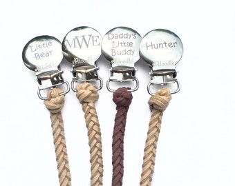 Pacifier Clip Personalized Pacifier Clip Engraved Pacifier Clip Leather Pacifier Clip Baby Boy Gift Monogram Leather Pacifier Clip