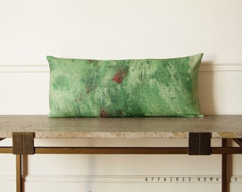 Green pillow / Splash / Linen decorative lumbar pillow case... / FRAGMENTS