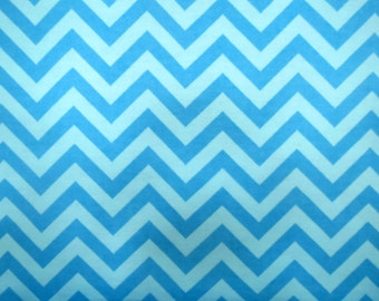 Flannel Fabric by the Yard in a Bright Aqua Blue Tone on Tone Chevron Print 1 Yard