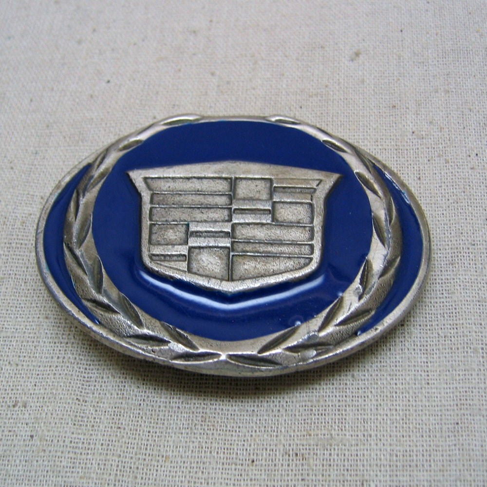 Cadillac Emblem Enamel Belt Buckle Pewter and Enamel Buckle