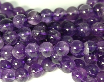 Amethyst Beads, 8mm natural AB round beads -15.5 inch strand
