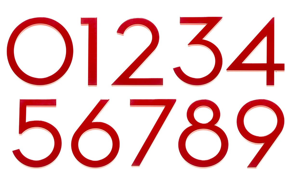  Modern  House  Number  Aluminum Modern  Font  Number  NINE 9 in RED