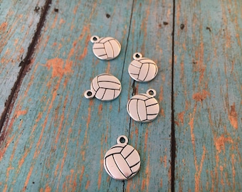 Silver Volleyball Charm,Tierracast VOLLEYBALL Drop Charm, Tierra Cast Silver Plated Pewter Sports Charm, Lead Free, Made in USA