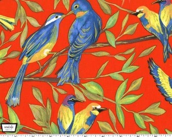 Valencia - Bird Kiss Orange with Metallic Accents by Laura Gunn from Michael Miller