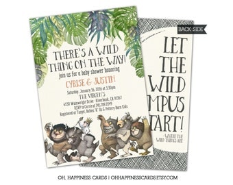 Where the Wild Thing baby shower- printable invitation, printed invitations, Wild Things Shower, Wild Things Invite, Wild Things Theme