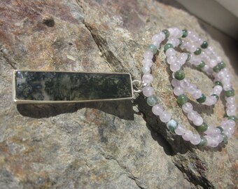 Moss Agate and lavendar Amethyst Necklace: search your own Timeline