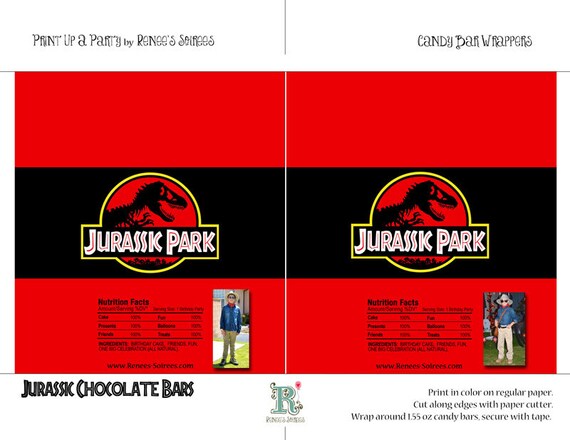 Jurassic Park Chocolate / Candy Bar Wraps