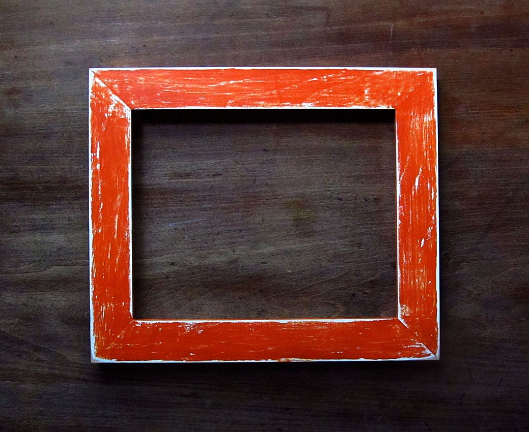 Distressed orange frame 8x10 picture frame by BrushandPixel