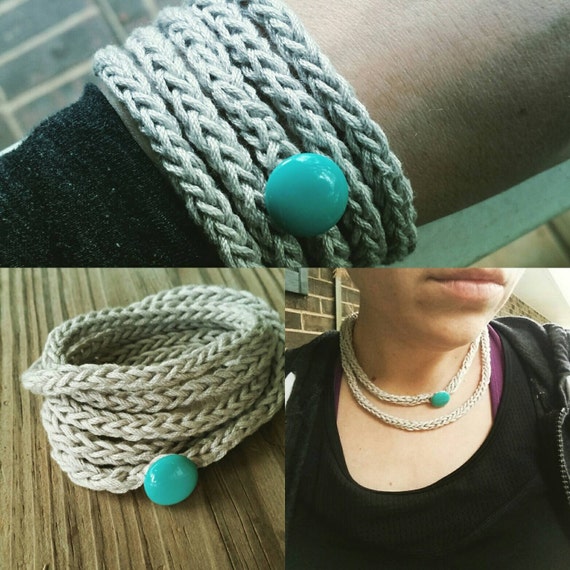 Items similar to Knitted rope bracelet/necklace choose your color combo