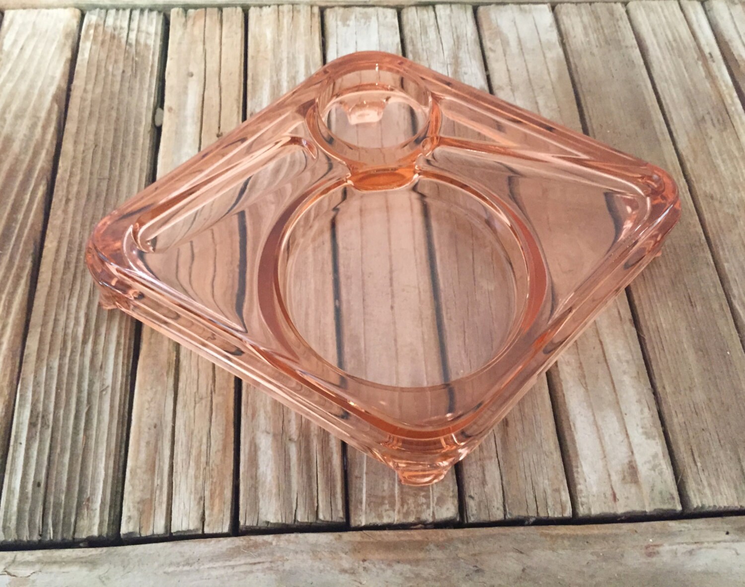 Depression Era Pink Glass Tray Art Deco Desk Vanity