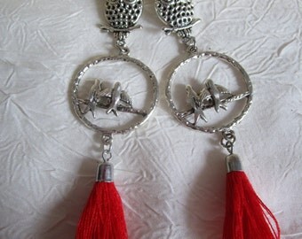 Ravissantes boucles d'oreilles en métal argenté "oiseaux"