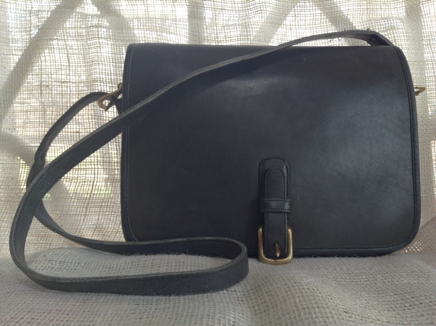 Coach Black Leather New York City Bag Vintage Leatherware