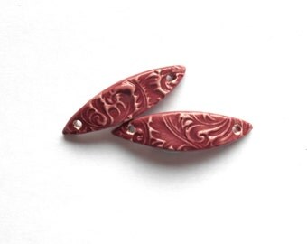 Marsala Skinny Bracelet Bar Connector Handmade Ceramic