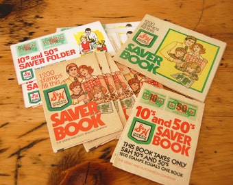 Vintage S & H Green Stamps Books 21 Vintage Green Stamps Quick Saver Book Sperry and Hutchinson Green Stamps from The Eclectic Interior